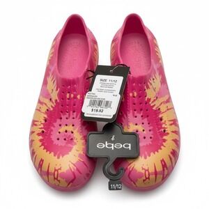 Bebe Girls Tie Dye Slip On Water Shoes Pink Yellow Perforated Clogs Size 11/12